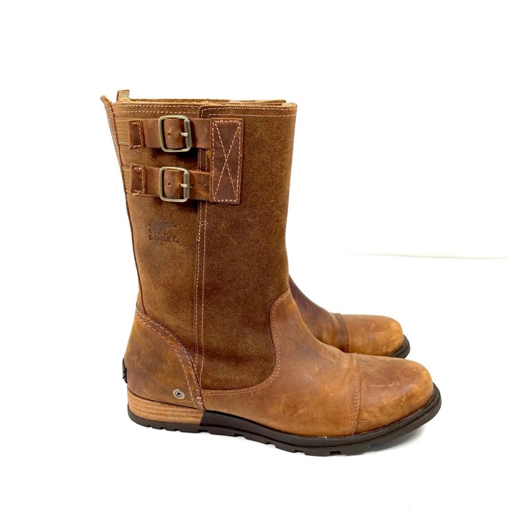Sorel Major Distressed Leather Grizzly British Tan Pull on Boots 8.5